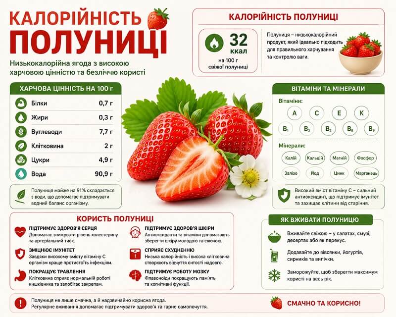 Полуниця калорійність