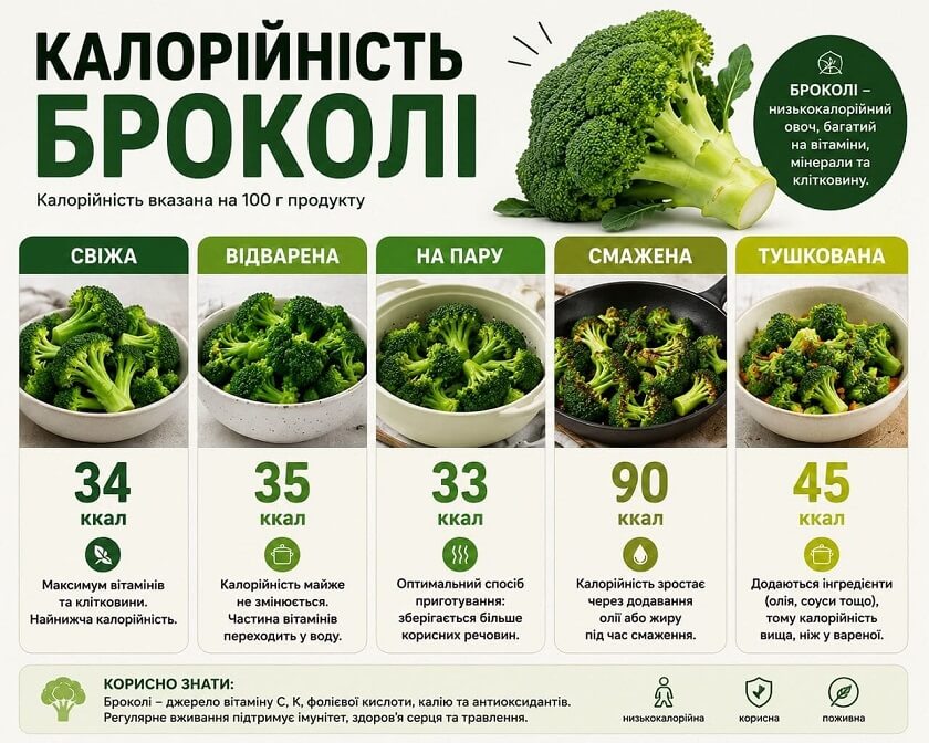 Калорійність броколі