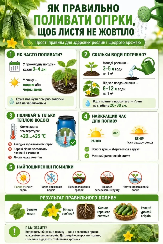Як правильно поливати огірки